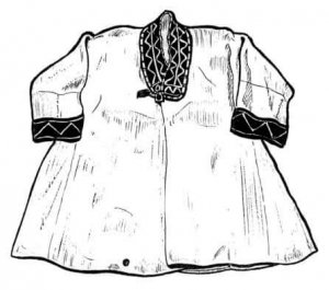 Кендырный халат шорцев с вышевкой цветными нитками